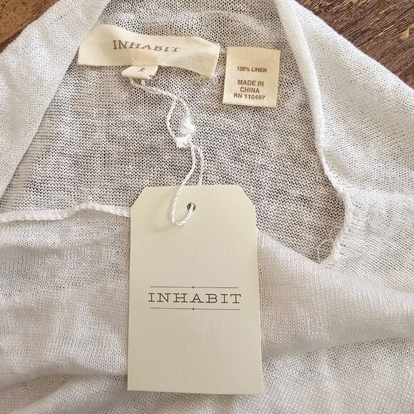 NWT!! Inhabit 100% Linen Asymmetrical Sleeveless Tunic Top Coverup S White - Picture 8 of 9